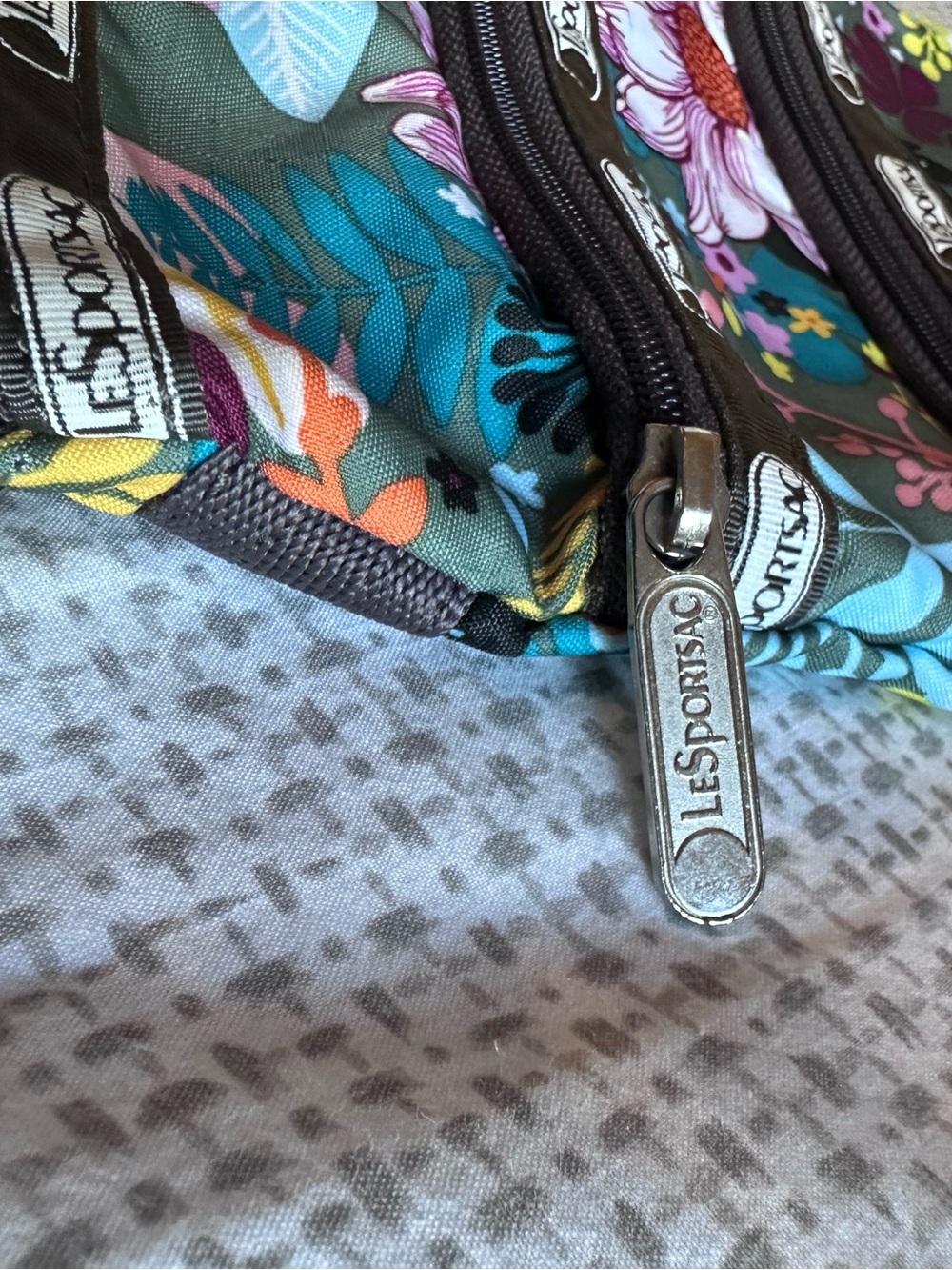 LeSportsac Floral Crossbody Bag in Green with Pink & Teal Accents - Picture 3 of 12